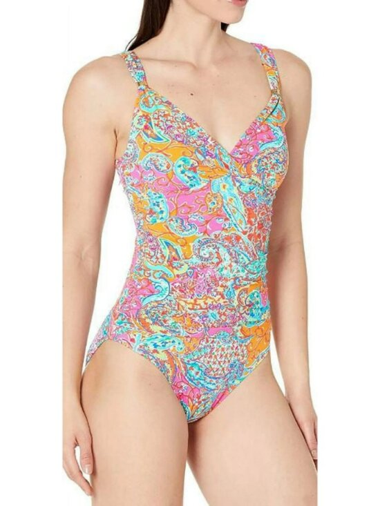Ralph Lauren Other - Ralph Lauren Size 12 Bold Multicolor Surplice Printed One-Piece Swimsuit NWT
